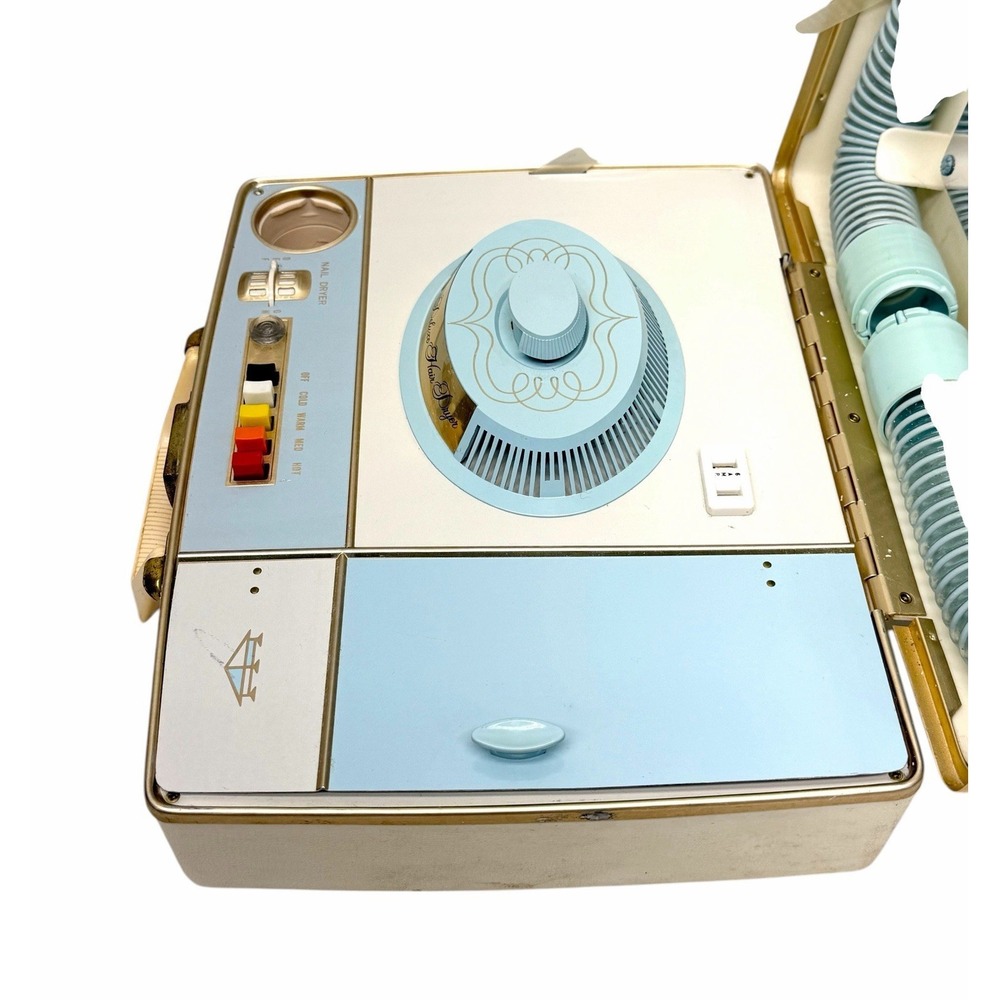 Vintage Sears Deluxe Kenmore Bonnet Portable Hair & Nail Dryer Baby Blue -Extras - Picture 3 of 16